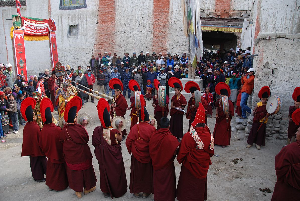 Mustang Lo Manthang Tiji Festival Day 3 07-2 Monks Pray Near Main Gate